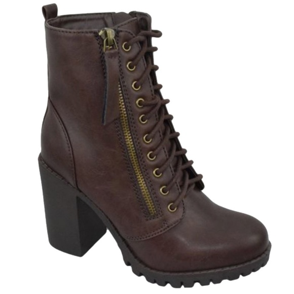 Brown Combat Lace Up Boot - Cute for outdoor wedding! - Picture 2 of 5